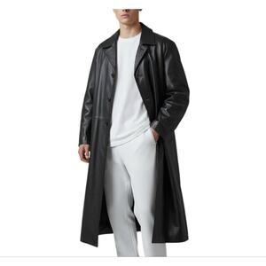 BETTINA RIZZI VTG Leather Coat Men L Black Custom Retro Grunge Goth Y2K Matrix